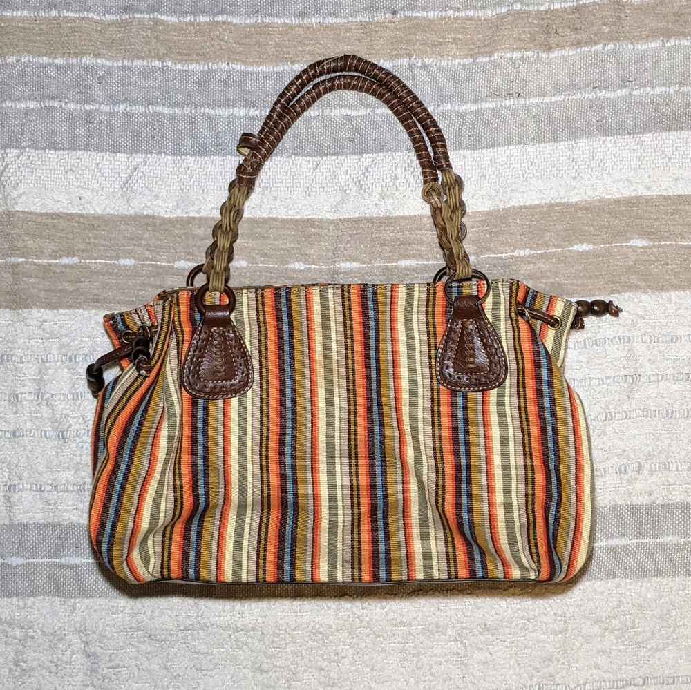 FOSSIL Genuine Leather Striped Multicolor Shoulder Bag
